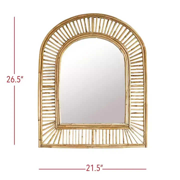 Natural Cane Arched Wall Mirror