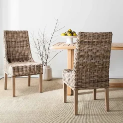 Natural Coastal Rattan 2-pc. Dining Chair Set
