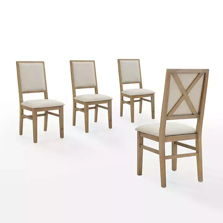 Natural Cream Upholstered Dining Chairs, Set of 4