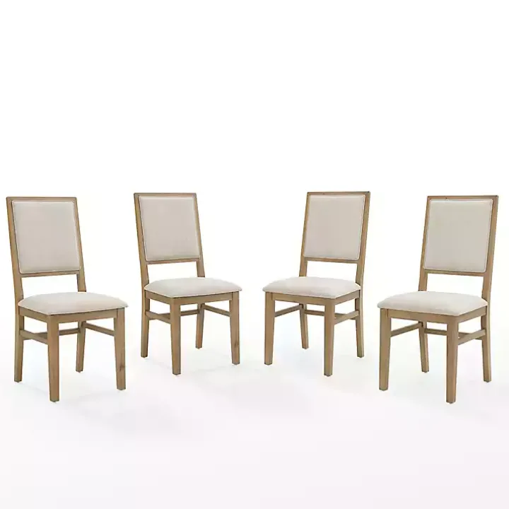 Natural Cream Upholstered Dining Chairs, Set of 4