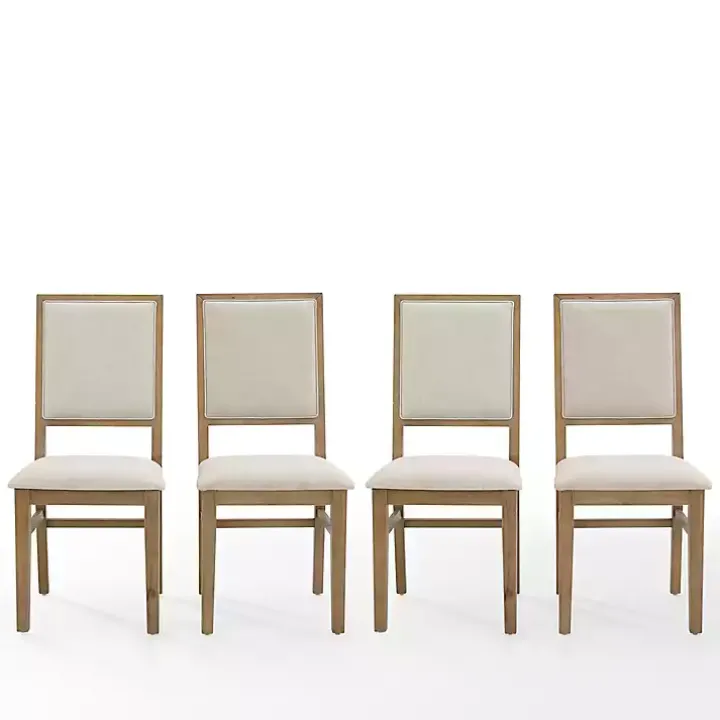 Natural Cream Upholstered Dining Chairs, Set of 4