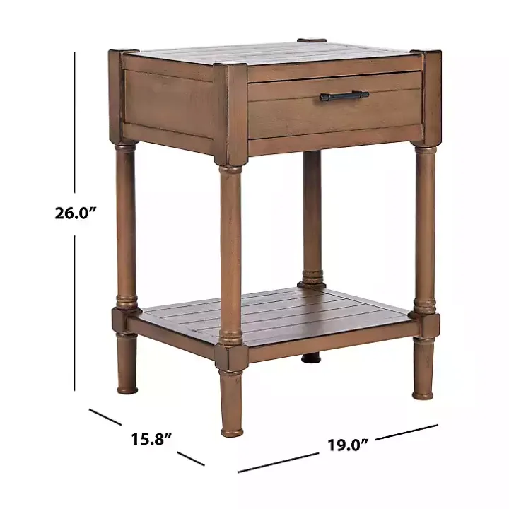 Natural Geometric Industrial Pull Accent Table