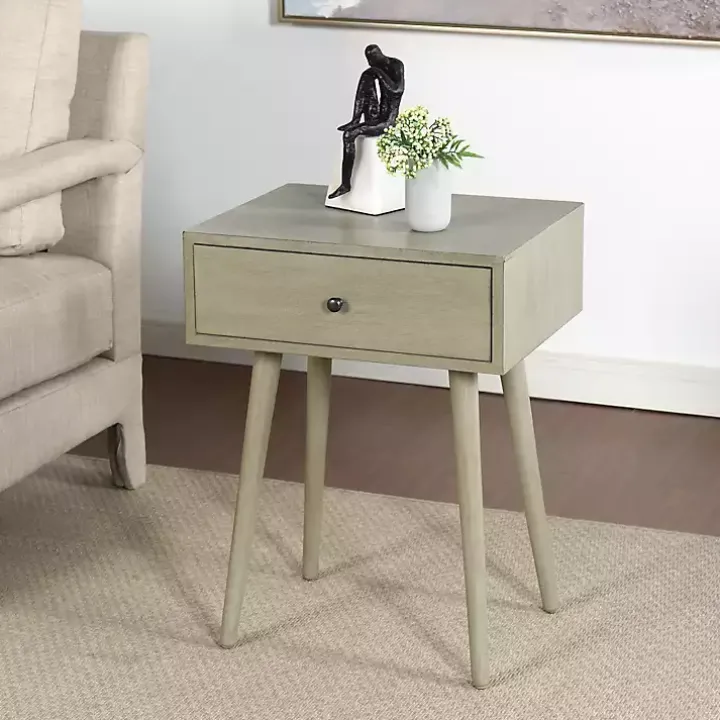 Natural Gray Wood 1-Drawer Arthur Accent Table