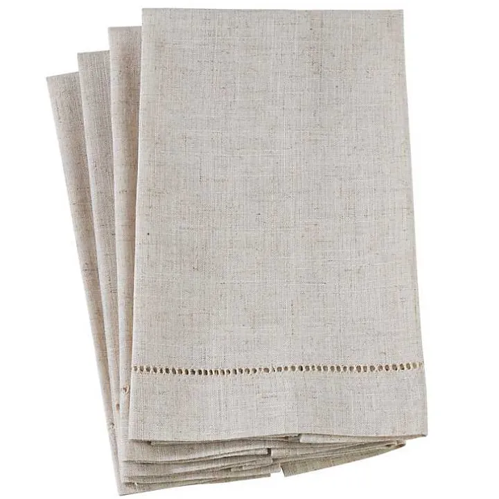 Natural Hemstitch Guest Towels, Set of 4