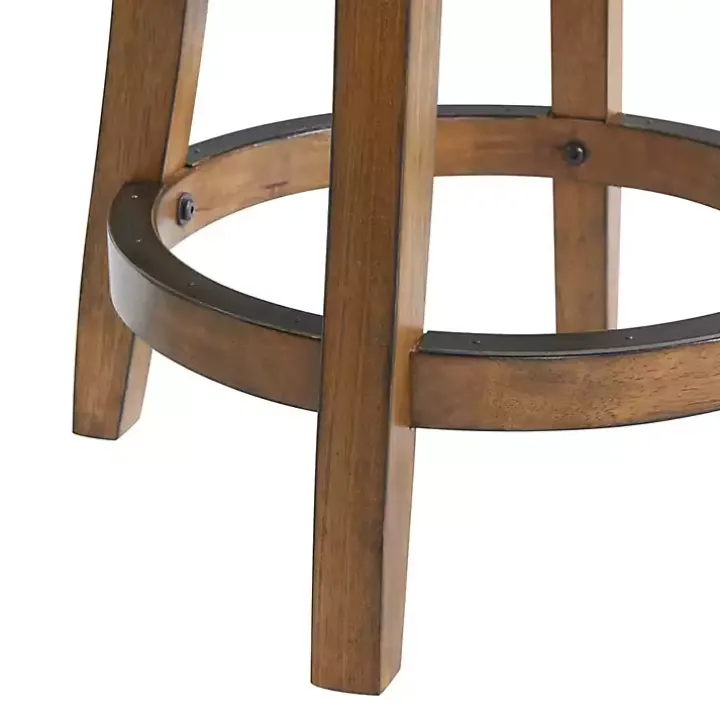 Natural Linen Barrel Base Swivel Counter Stool
