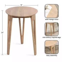 Natural Mango Wood Round Kershaw Accent Table