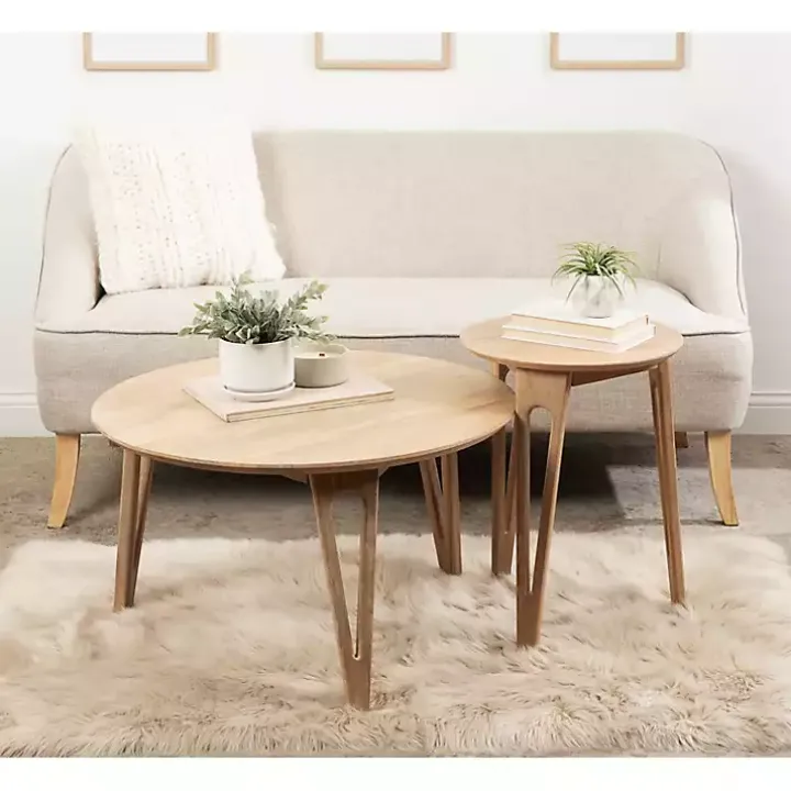 Natural Mango Wood Round Kershaw Accent Table