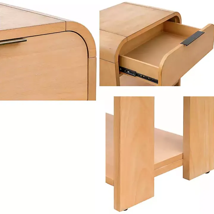 Natural Modern Curve Nightstand