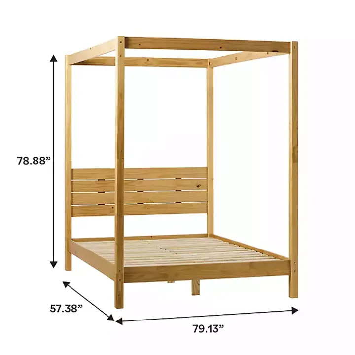 Natural Pine Canopy Full Bed