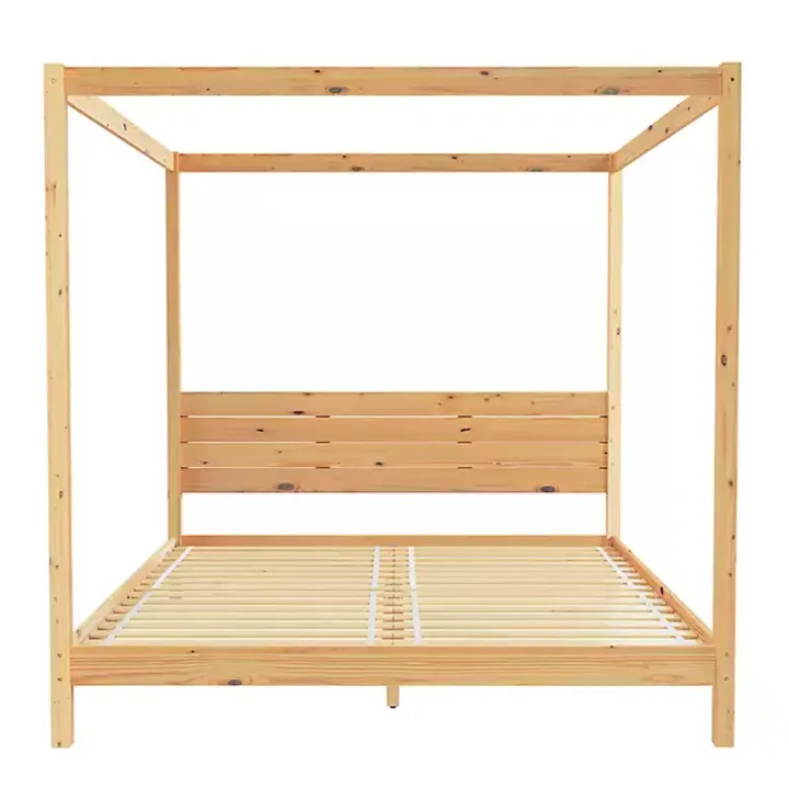 Natural Pine Canopy King Bed