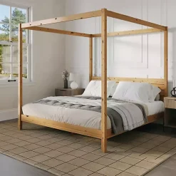 Natural Pine Canopy King Bed