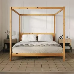 Natural Pine Canopy King Bed