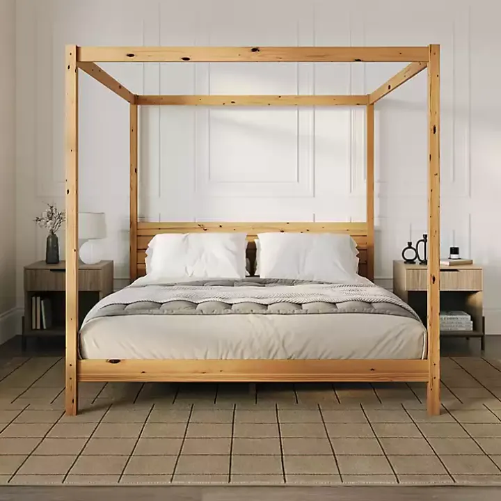 Natural Pine Canopy King Bed