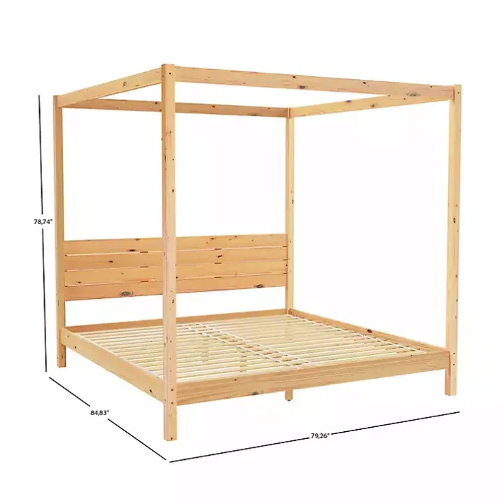 Natural Pine Canopy King Bed