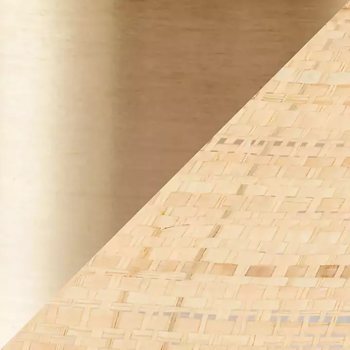 Natural Rattan and Gold Metal Table Lamp