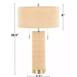 Natural Rattan and Gold Metal Table Lamp