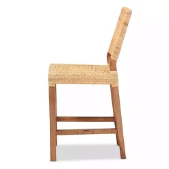 Natural Rattan and Wood Counter Stool
