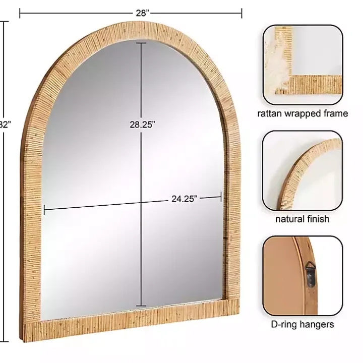 Natural Rattan Arch Wall Mirror
