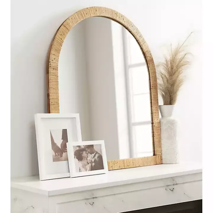 Natural Rattan Arch Wall Mirror