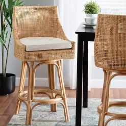 Natural Rattan Bella Swivel Bar Stool