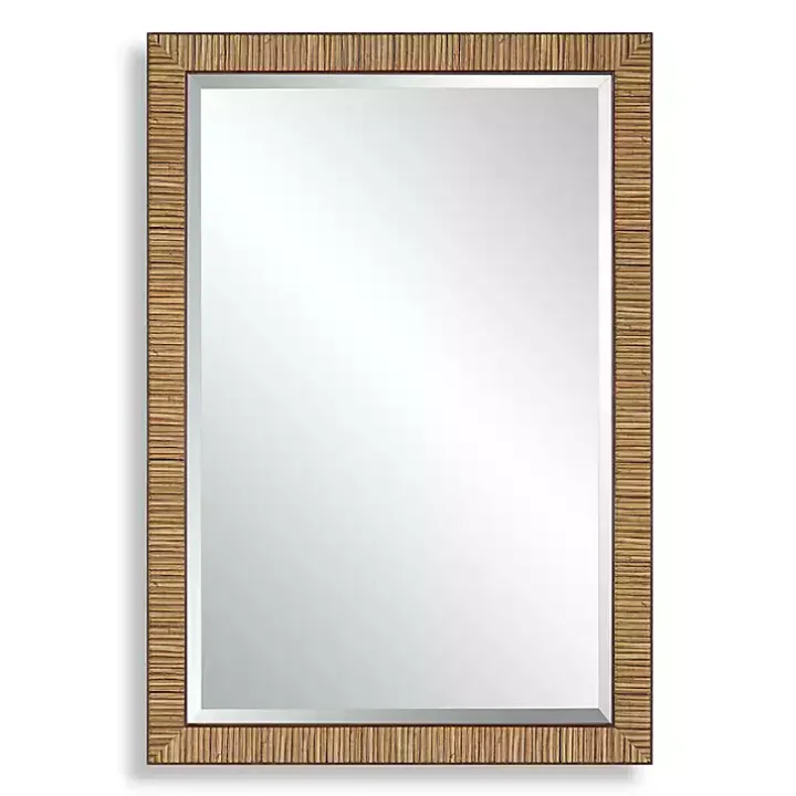 Natural Rattan Beveled Wall Mirror