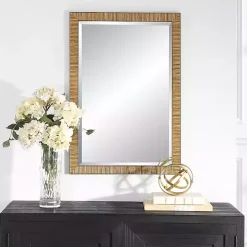 Natural Rattan Beveled Wall Mirror