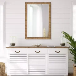 Natural Rattan Beveled Wall Mirror