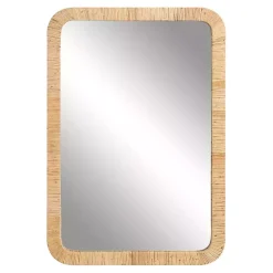 Natural Rattan Rounded Rectangle Wall Mirror