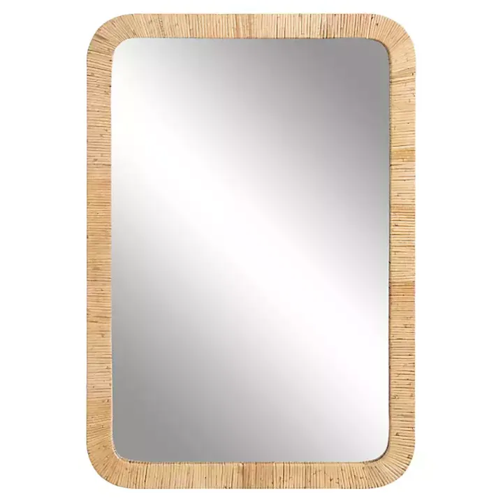 Natural Rattan Rounded Rectangle Wall Mirror