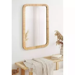 Natural Rattan Rounded Rectangle Wall Mirror