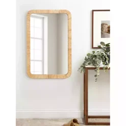 Natural Rattan Rounded Rectangle Wall Mirror