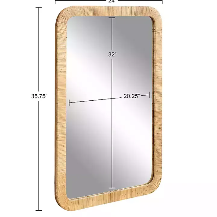 Natural Rattan Rounded Rectangle Wall Mirror