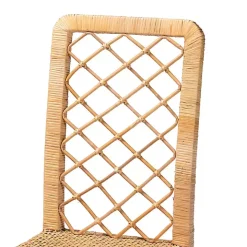 Natural Rattan Woven Back Dining Chairs, Set of 2