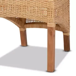 Natural Rattan Woven Back Dining Chairs, Set of 2