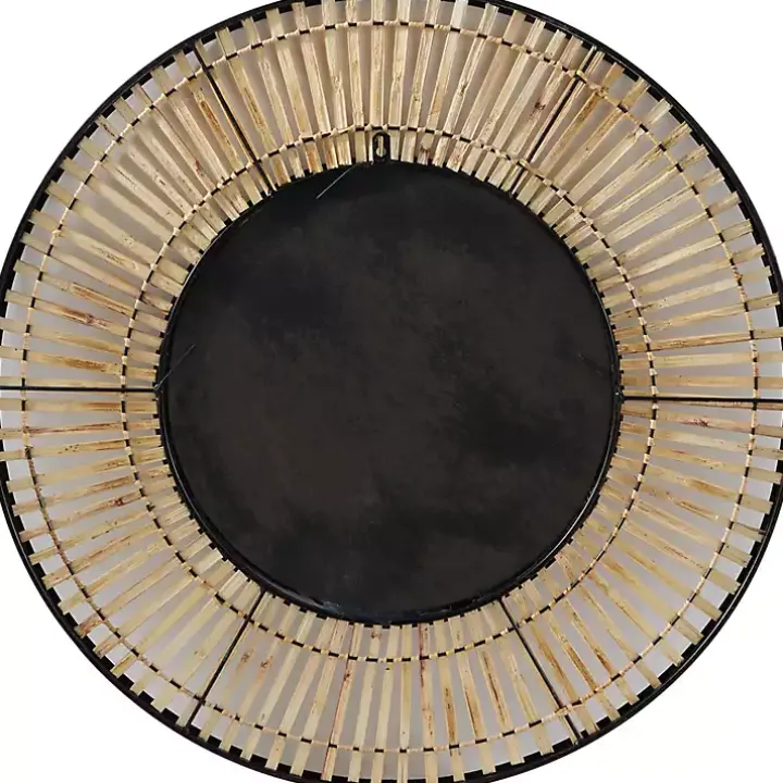 Natural Round Slatted Frame Wall Mirror