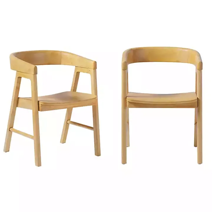 Natural Rounded Modern Dining Chairs, Set of 2