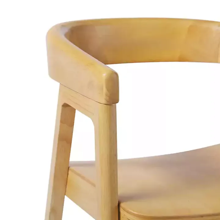 Natural Rounded Modern Dining Chairs, Set of 2