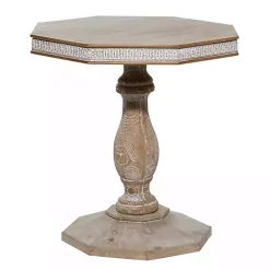 Natural Rustic Wood Octagon Accent Table