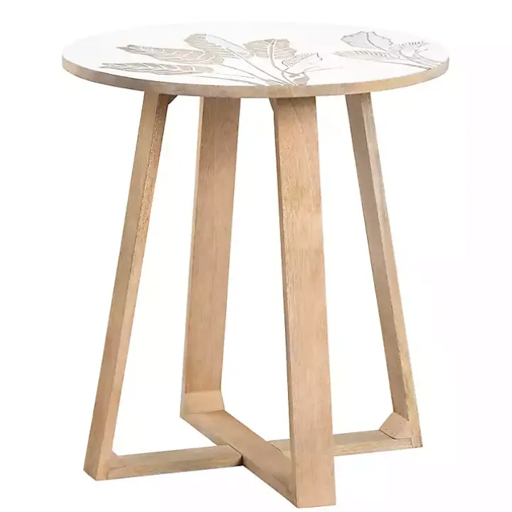 Natural Seaside Tropical Leaves Accent Table