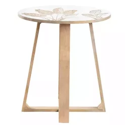 Natural Seaside Tropical Leaves Accent Table