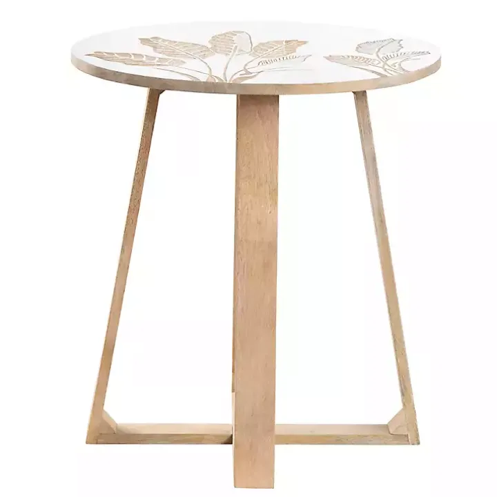 Natural Seaside Tropical Leaves Accent Table