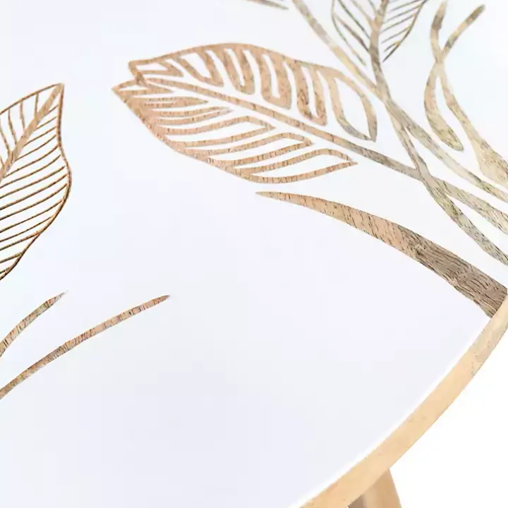 Natural Seaside Tropical Leaves Accent Table