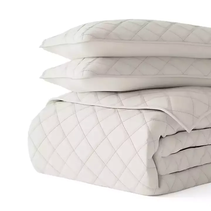 Natural Stitched Diamond 2-pc. Twin Quilt Set