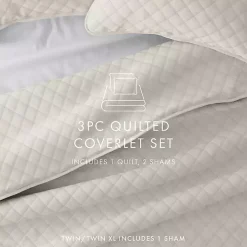 Natural Stitched Diamond 2-pc. Twin Quilt Set
