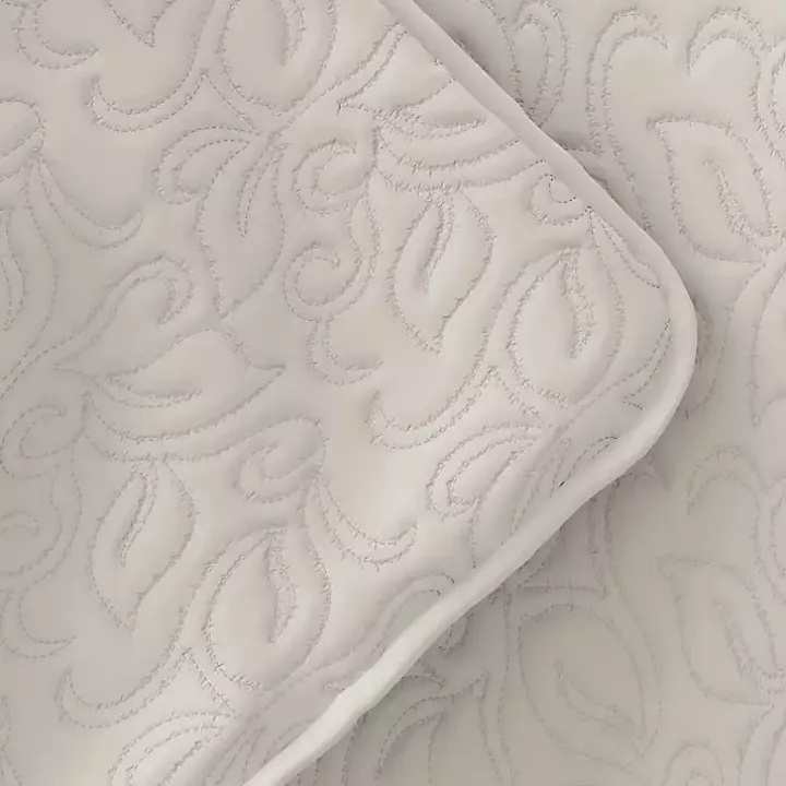 Natural Stitched Floral 2-pc. Twin Quilt Set