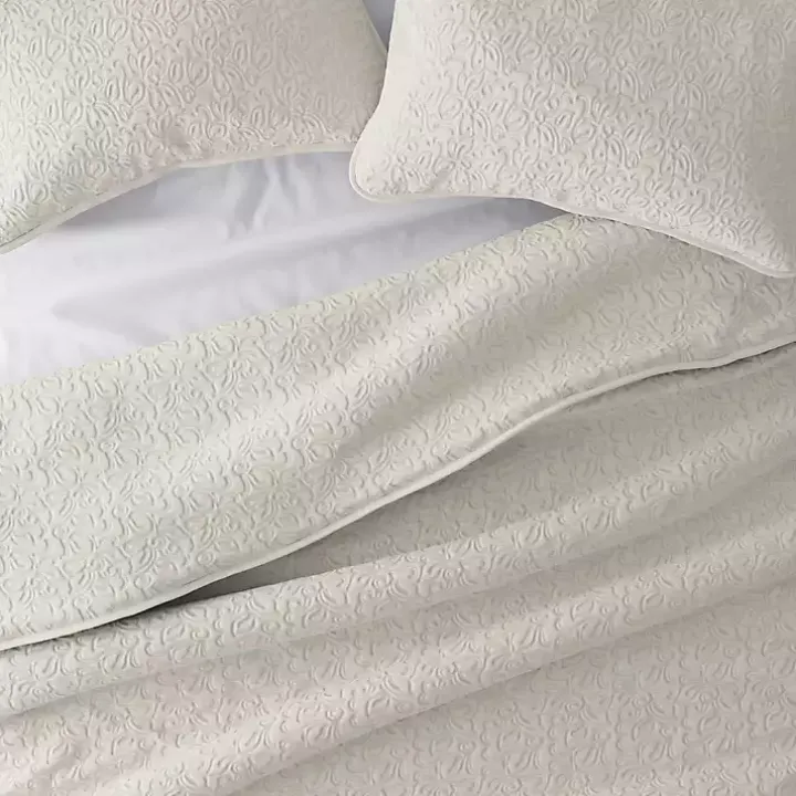 Natural Stitched Floral 2-pc. Twin Quilt Set