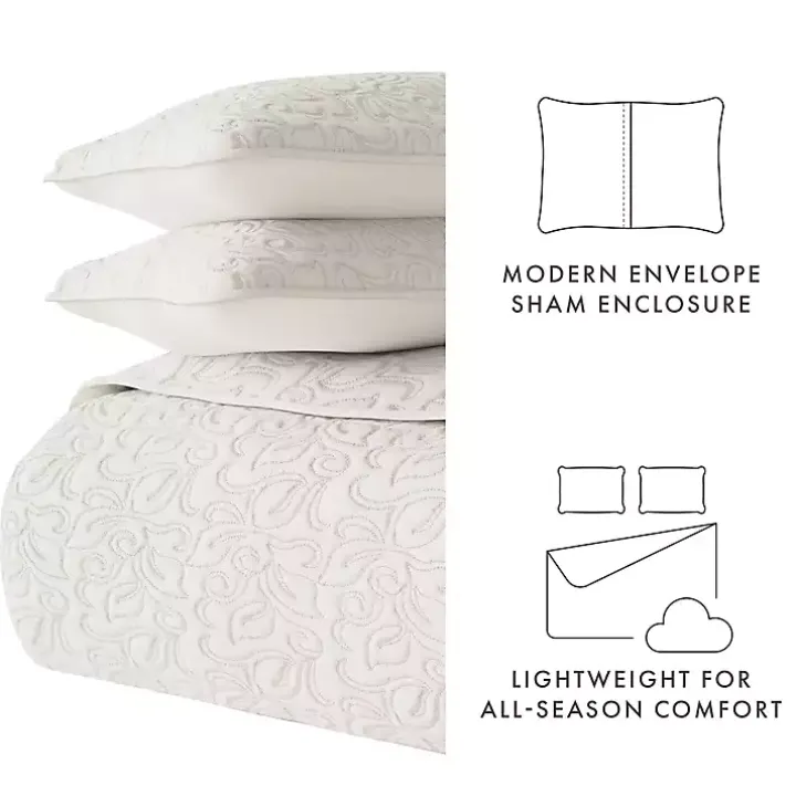 Natural Stitched Floral 2-pc. Twin Quilt Set
