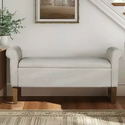 Natural Upholstered Aubrey Storage Bench