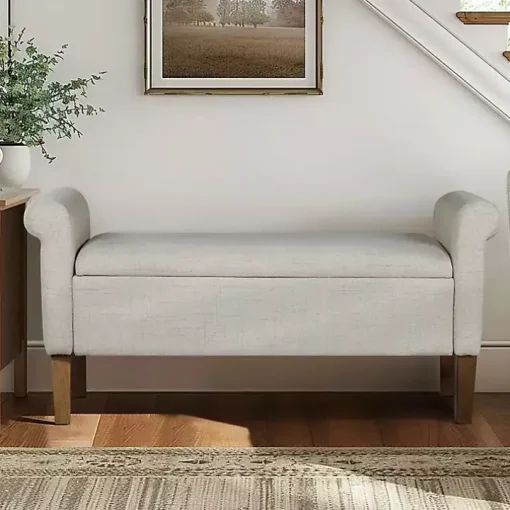 Natural Upholstered Aubrey Storage Bench