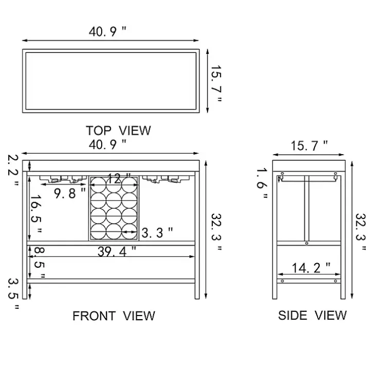 Natural Wood & Black Metal Wine Rack Console Table